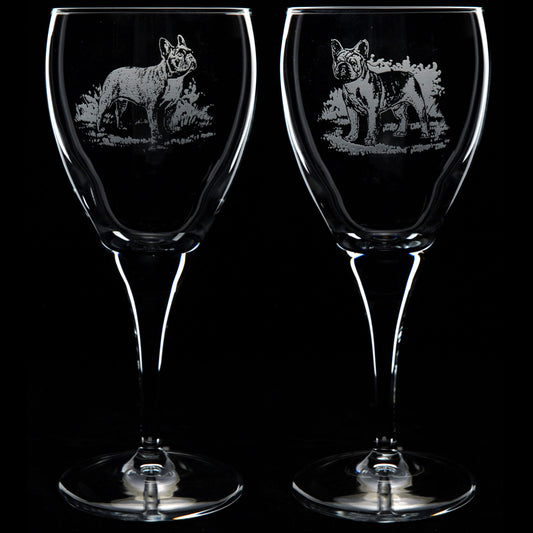 French Bulldog Dog Crystal Wine Glass - Hand Etched/Engraved Gift