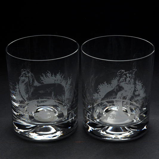 Sheltie Dog Whiskey Tumbler Glass - Hand Etched/Engraved Gift