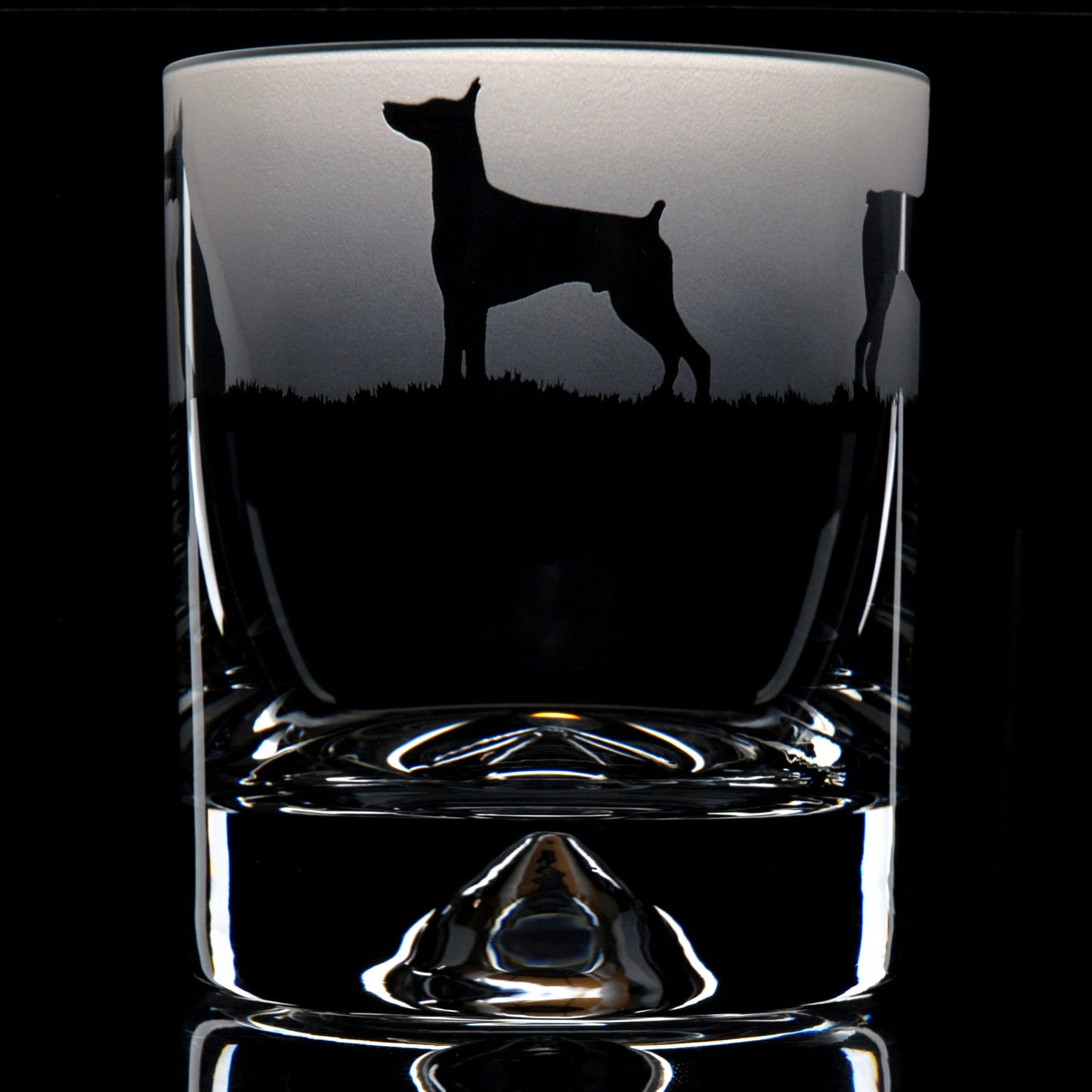 Dobermann Dog Whiskey Tumbler Glass - Hand Etched/Engraved Gift