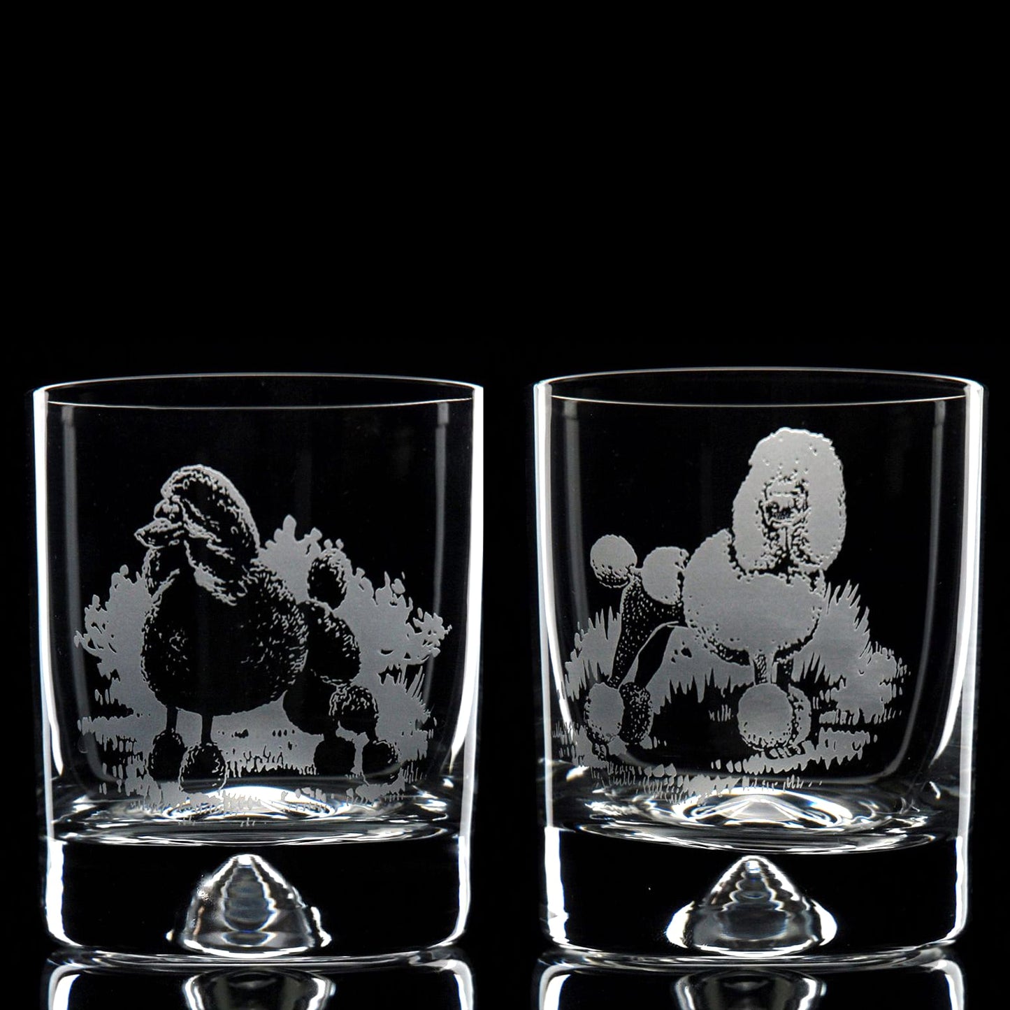 Poodle Dog Whiskey Tumbler Glass - Hand Etched/Engraved Gift