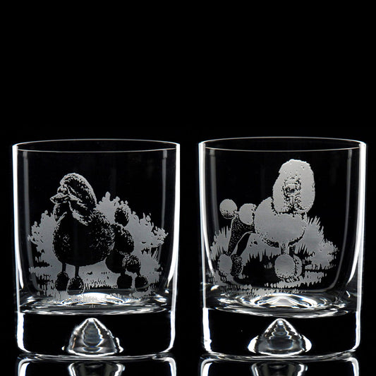 Poodle Dog Whiskey Tumbler Glass - Hand Etched/Engraved Gift