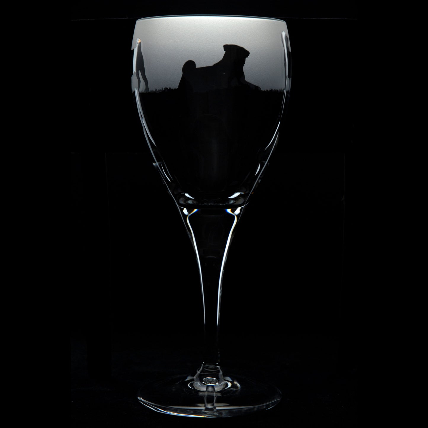 Pug Dog Crystal Wine Glass - Hand Etched/Engraved Gift