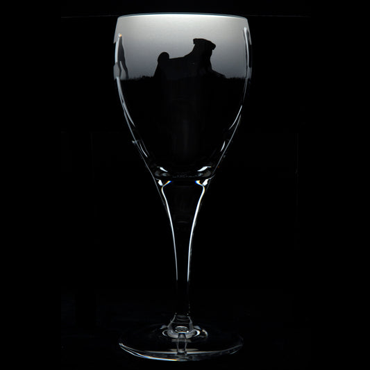 Pug Dog Crystal Wine Glass - Hand Etched/Engraved Gift