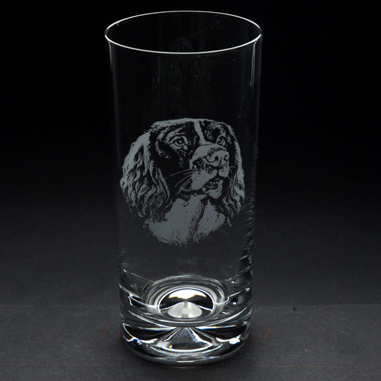 Springer Spaniel Dog Head Highball Glass - Hand Etched/Engraved Gift