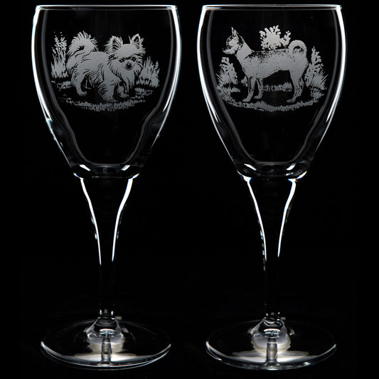 Chihuahua Dog Crystal Wine Glass - Hand Etched/Engraved Gift