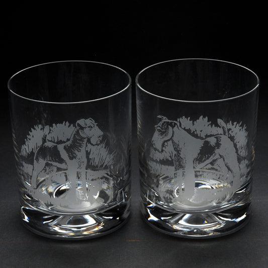 Wire Fox Terrier Dog Whiskey Tumbler Glass - Hand Etched/Engraved Gift