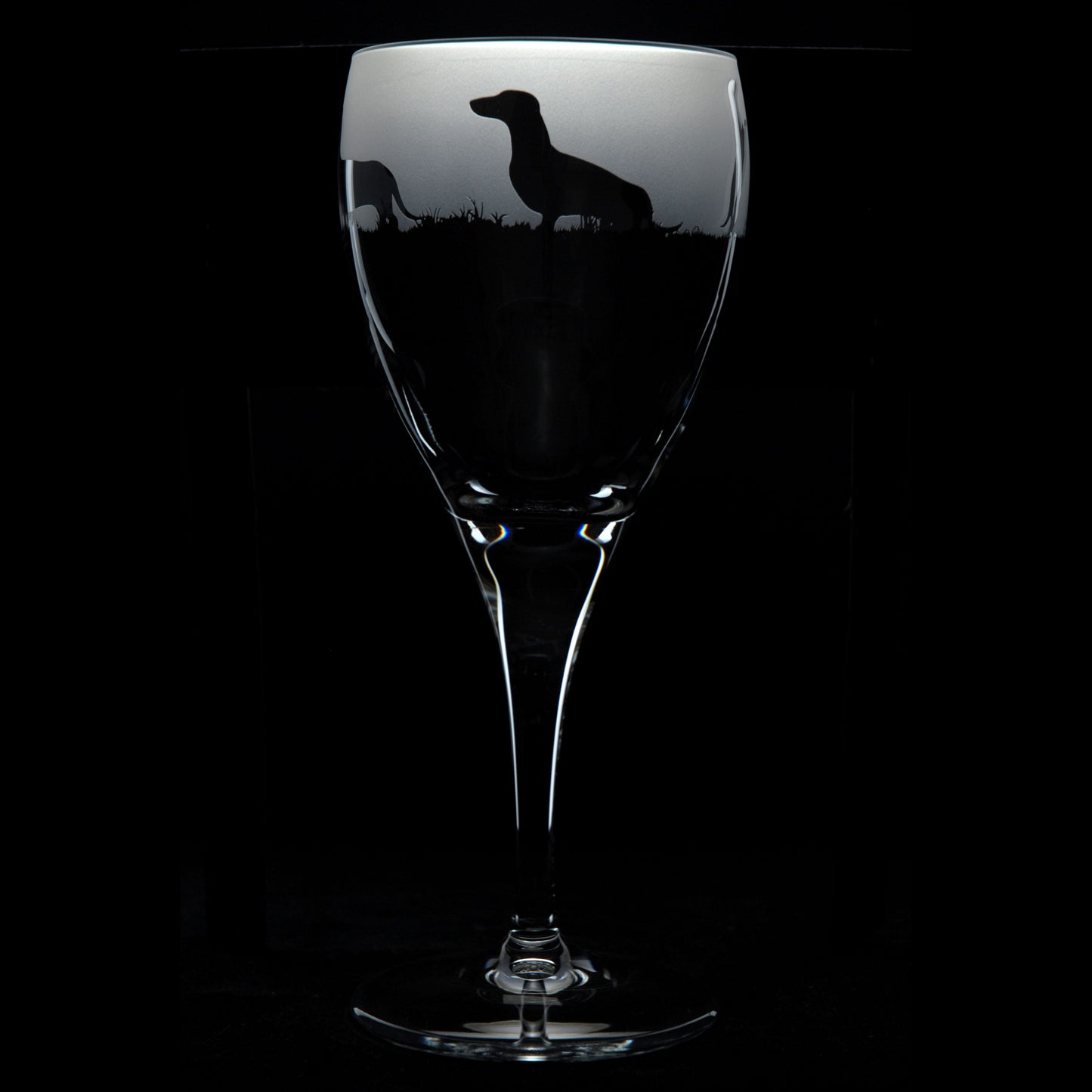 Dachshund Dog Crystal Wine Glass - Hand Etched/Engraved Gift