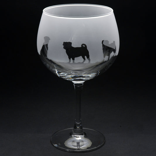 Pug Dog Gin Cocktail Glass - Hand Etched/Engraved Gift
