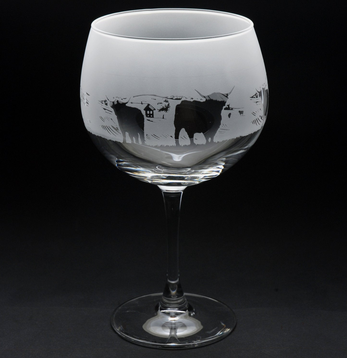 Highland Cattle Gin Cocktail Glass - Hand Etched/Engraved Gift