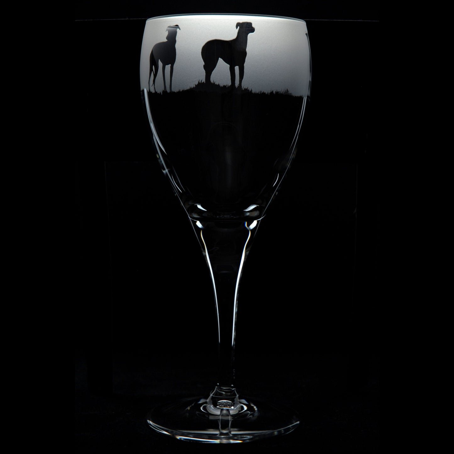 Greyhound Dog Crystal Wine Glass - Hand Etched/Engraved Gift