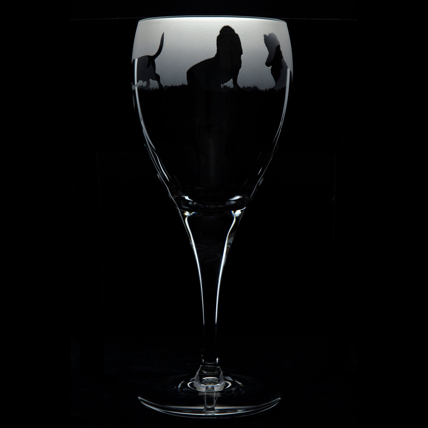 Basset Hound Dog Crystal Wine Glass - Hand Etched/Engraved Gift