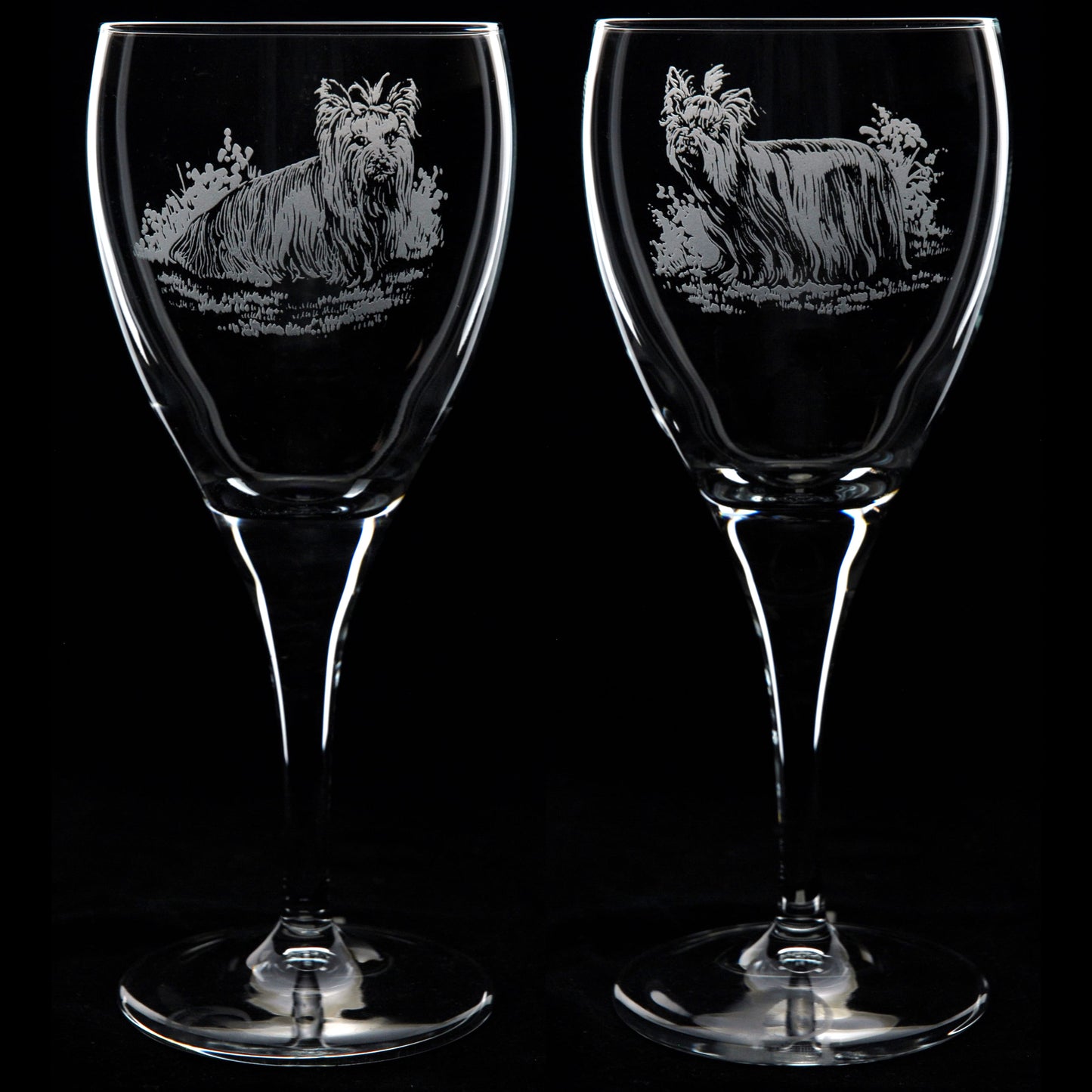 Yorkie Dog Crystal Wine Glass - Hand Etched/Engraved Gift