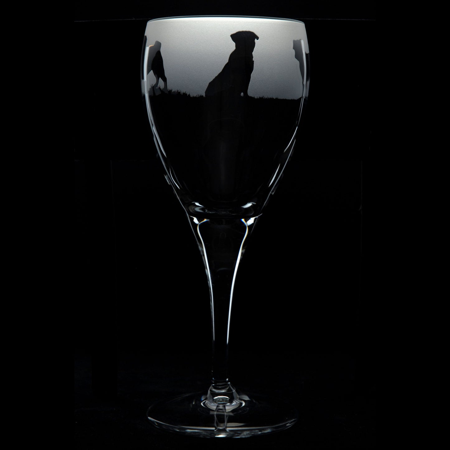 Pug Dog Crystal Wine Glass - Hand Etched/Engraved Gift