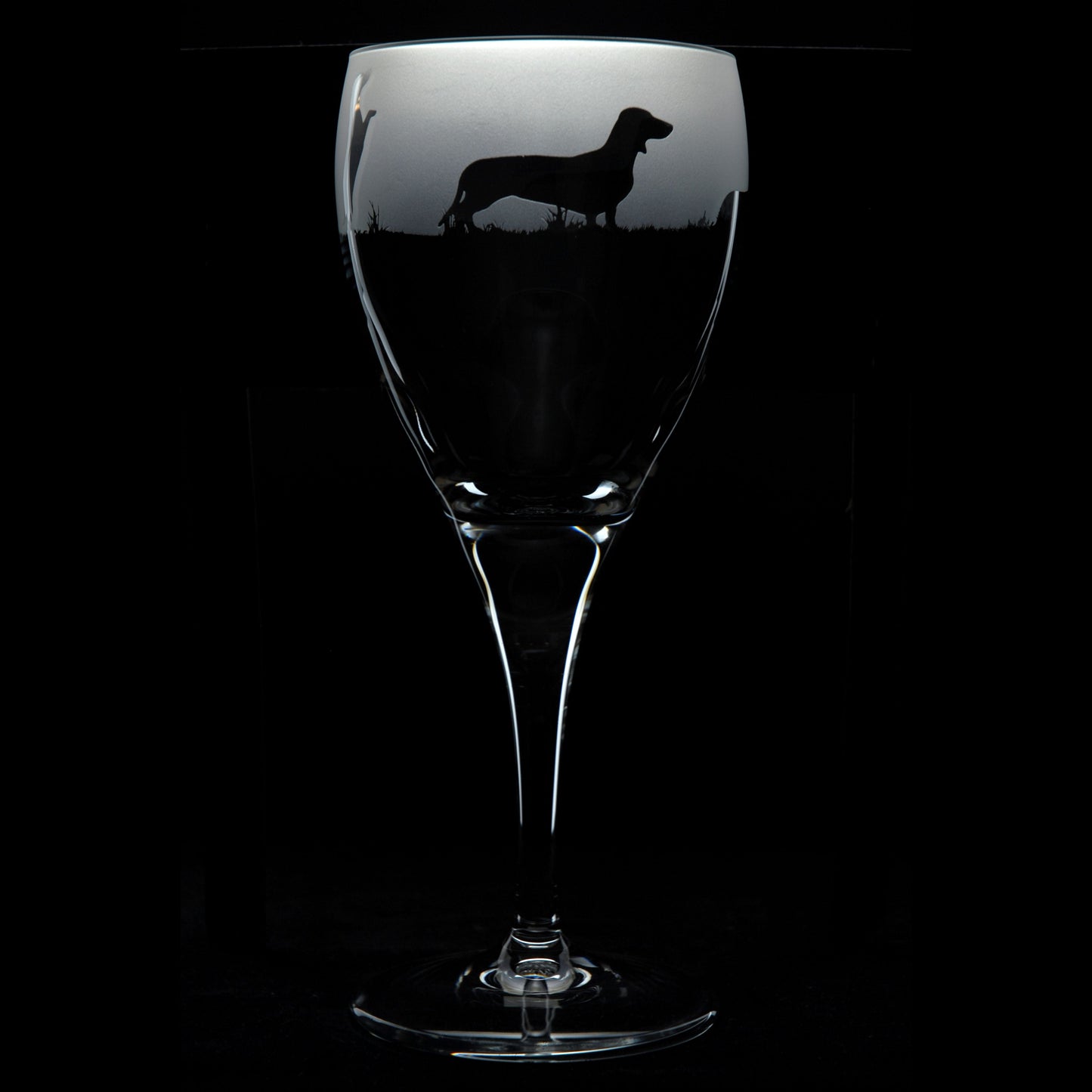 Dachshund Dog Crystal Wine Glass - Hand Etched/Engraved Gift