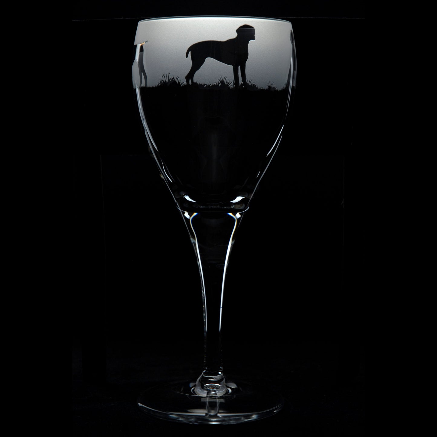 Pointer Dog Crystal Wine Glass - Hand Etched/Engraved Gift