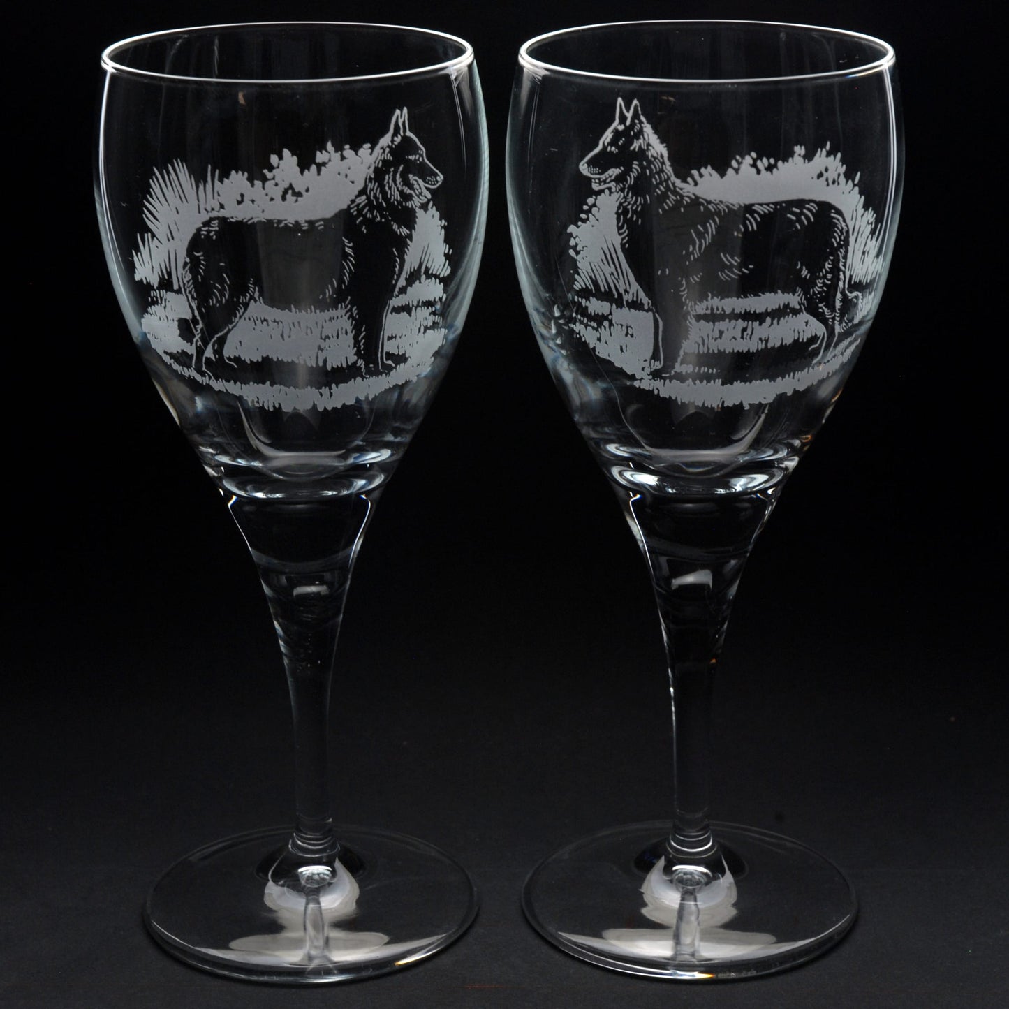 Belgian Shepherd Dog Crystal Wine Glass - Hand Etched/Engraved Gift