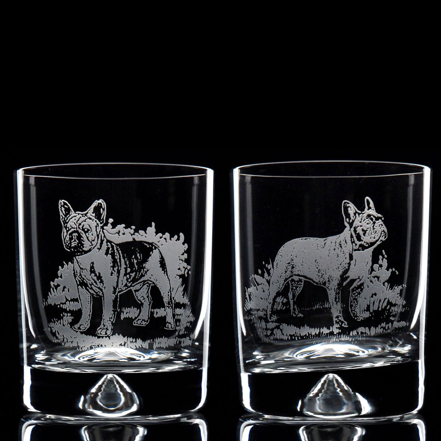 French Bulldog Dog Whiskey Tumbler Glass - Hand Etched/Engraved Gift