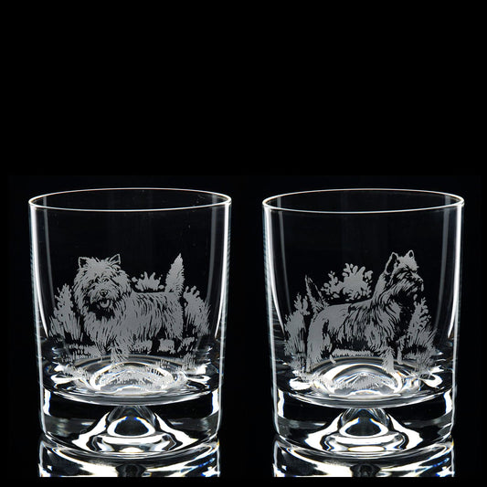 Cairn Terrier Dog Whiskey Tumbler Glass - Hand Etched/Engraved Gift