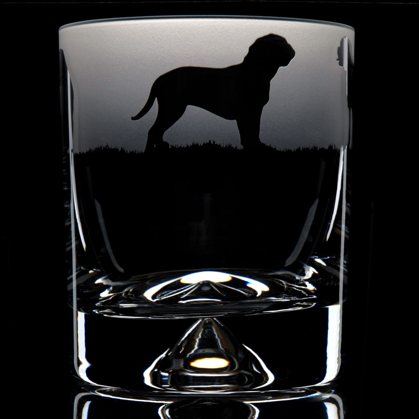 Dogue de Bordeaux Dog Whiskey Tumbler Glass - Hand Etched/Engraved Gift