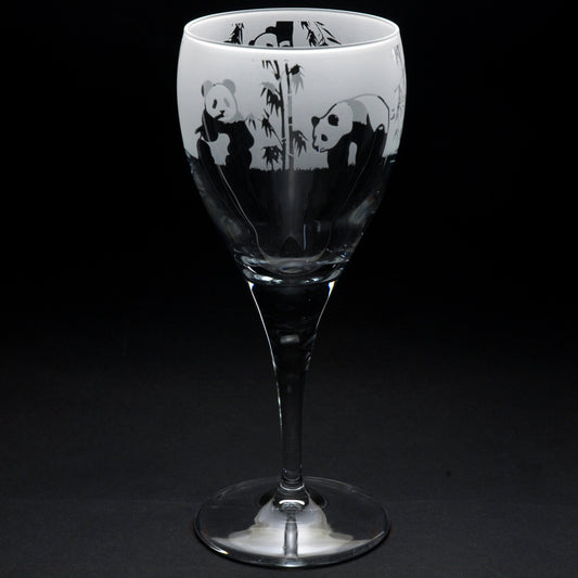 Panda Crystal Wine Glass - Hand Etched/Engraved Gift