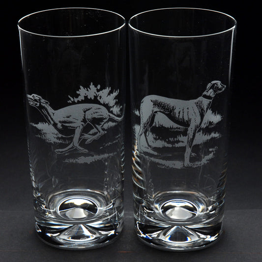 Greyhound Dog Highball Glass - Hand Etched/Engraved Gift