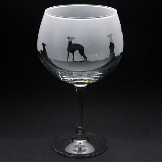 Whippet Dog Gin Cocktail Glass - Hand Etched/Engraved Gift