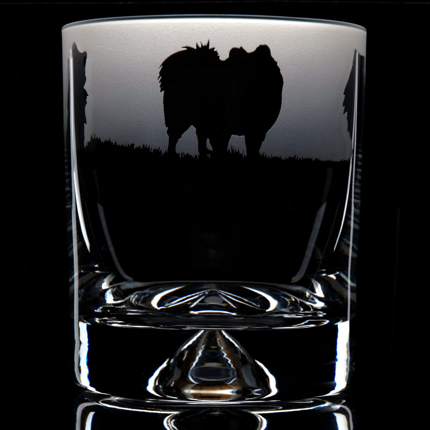 Pomeranian Dog Whiskey Tumbler Glass - Hand Etched/Engraved Gift