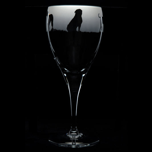 Dogue de Bordeaux Dog Crystal Wine Glass - Hand Etched/Engraved Gift