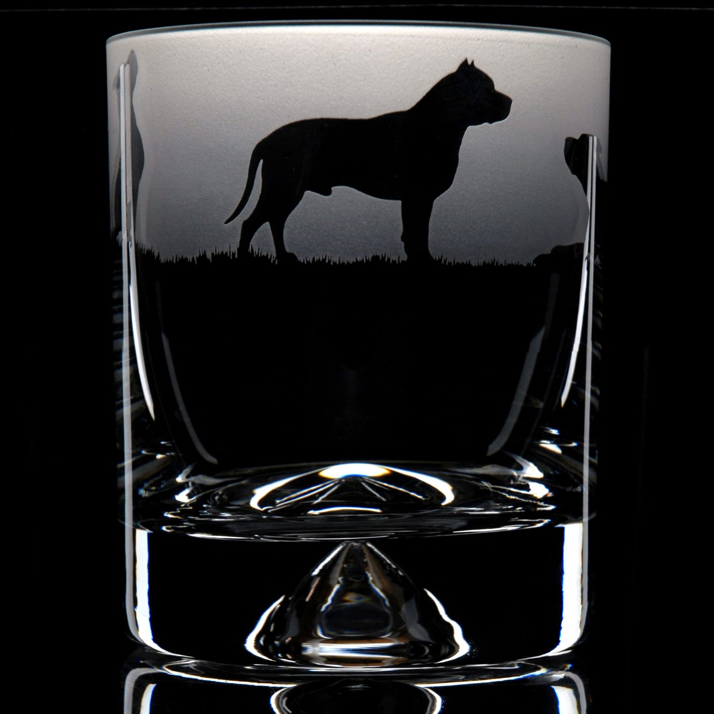 Pitbull Dog Whiskey Tumbler Glass - Hand Etched/Engraved Gift