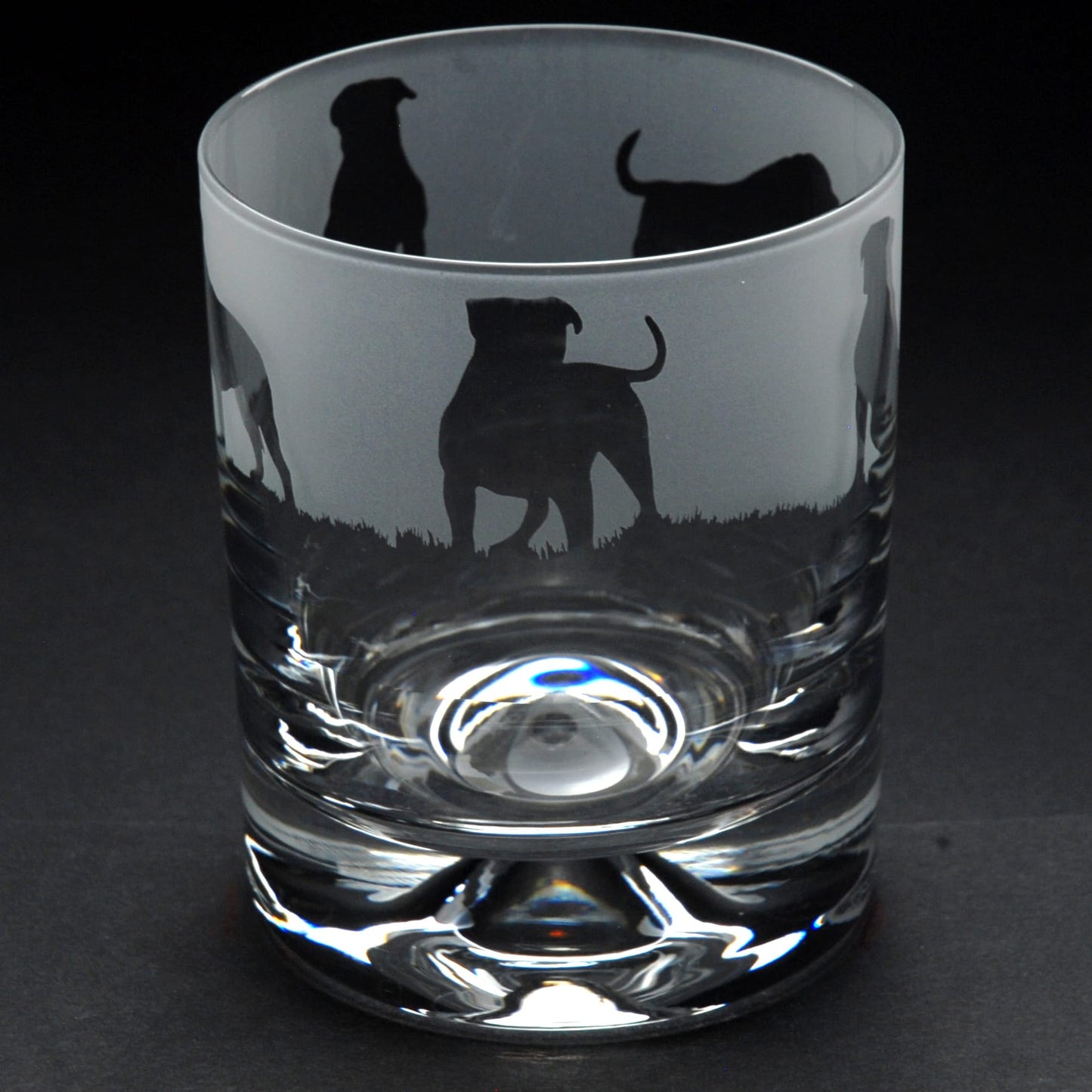American Bulldog Dog Whiskey Tumbler Glass - Hand Etched/Engraved Gift