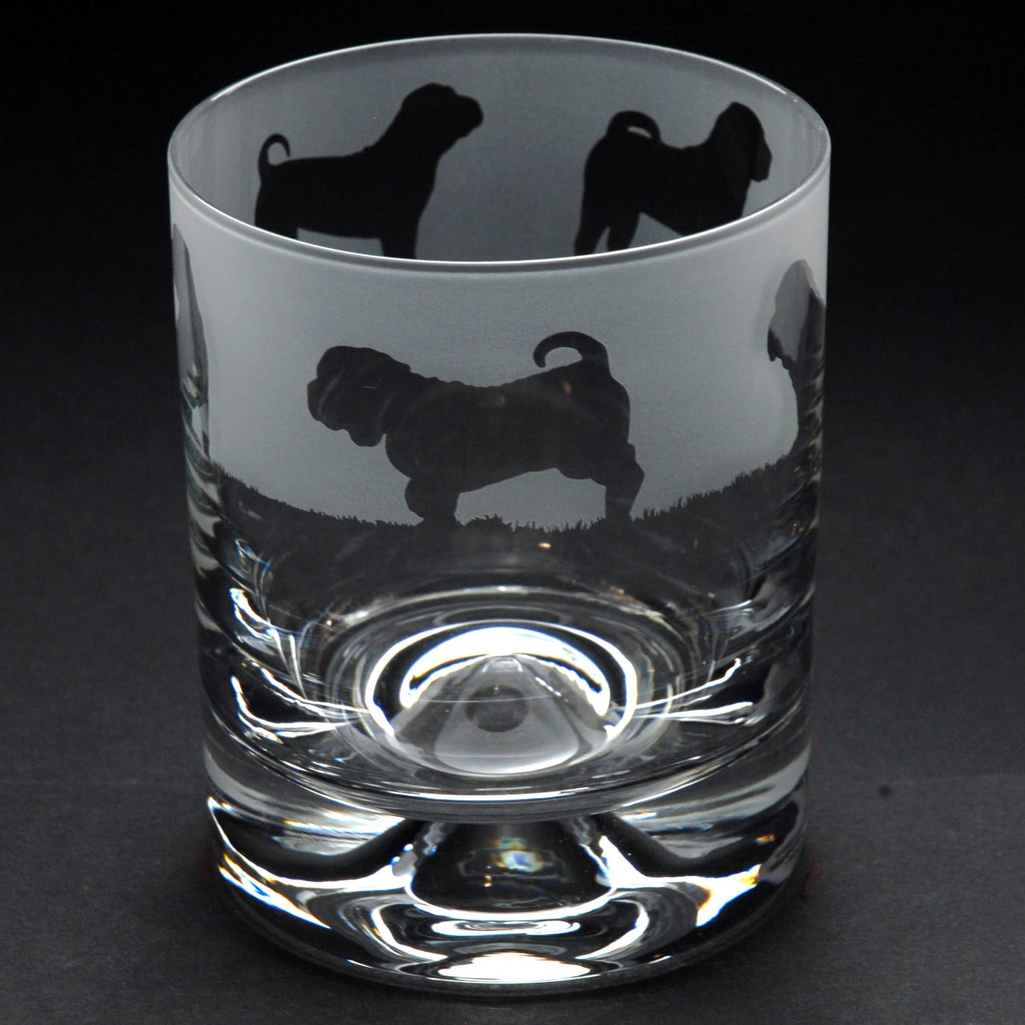 Shar Pei Dog Whiskey Tumbler Glass - Hand Etched/Engraved Gift