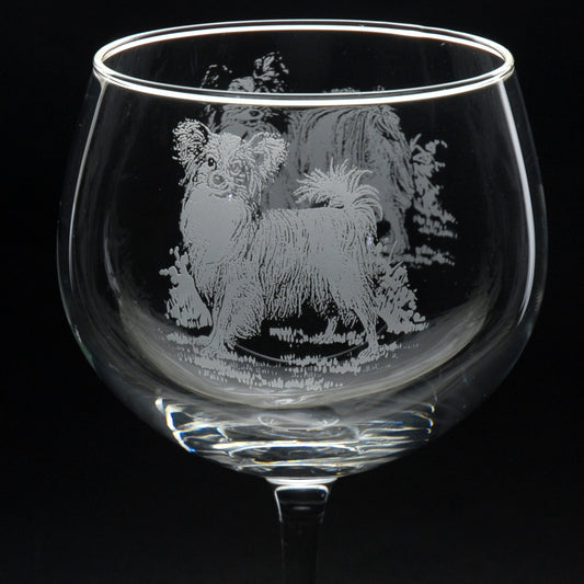 Papillon Dog Gin Cocktail Glass - Hand Etched/Engraved Gift