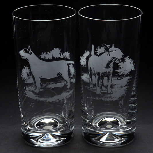 Bull Terrier Dog Highball Glass - Hand Etched/Engraved Gift