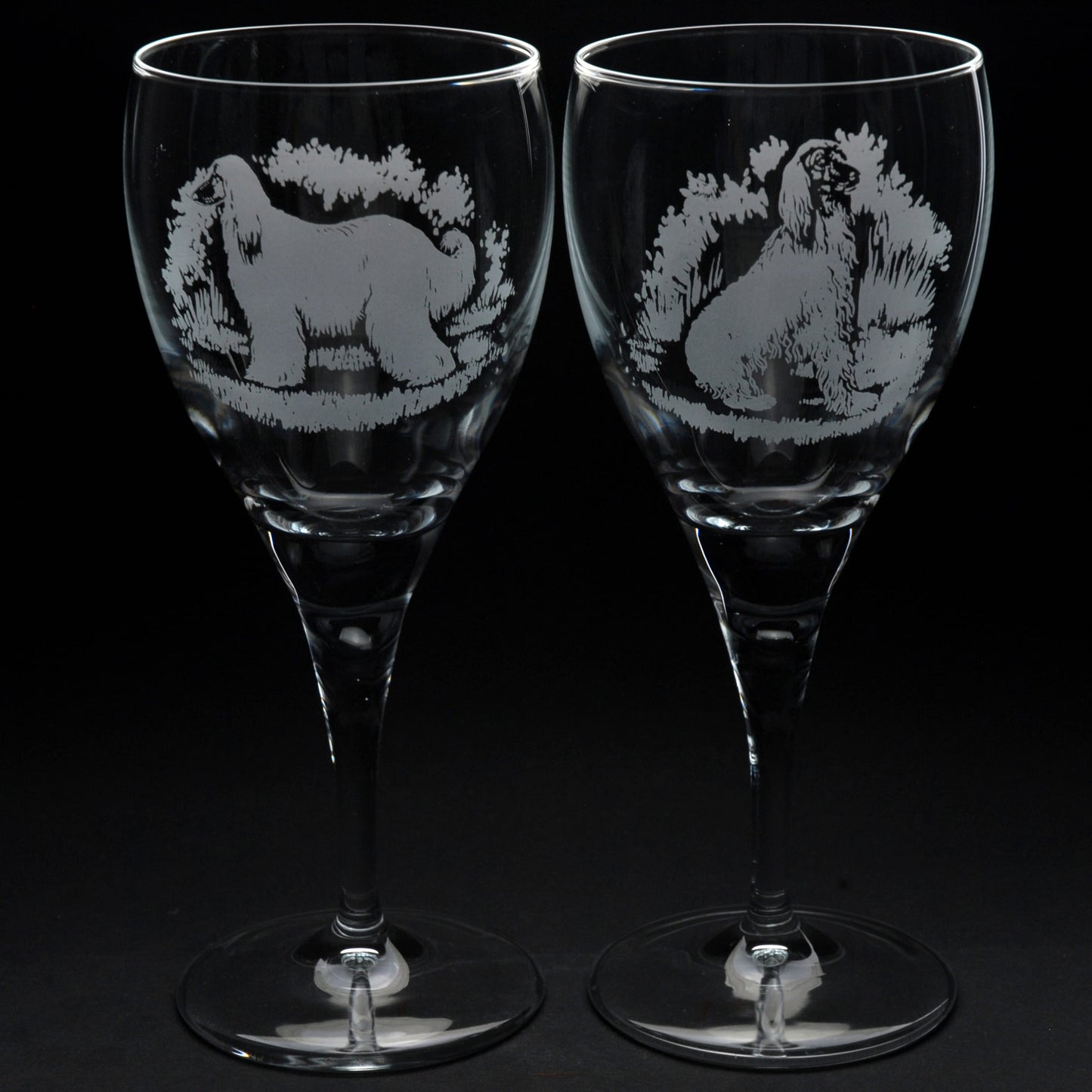 Afghan Hound Dog Crystal Wine Glass - Hand Etched/Engraved Gift