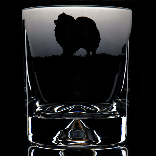 Pomeranian Dog Whiskey Tumbler Glass - Hand Etched/Engraved Gift