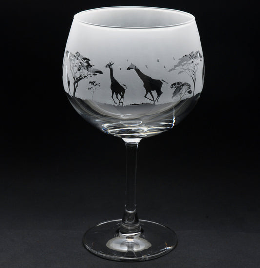 Giraffe Gin Cocktail Glass - Hand Etched/Engraved Gift