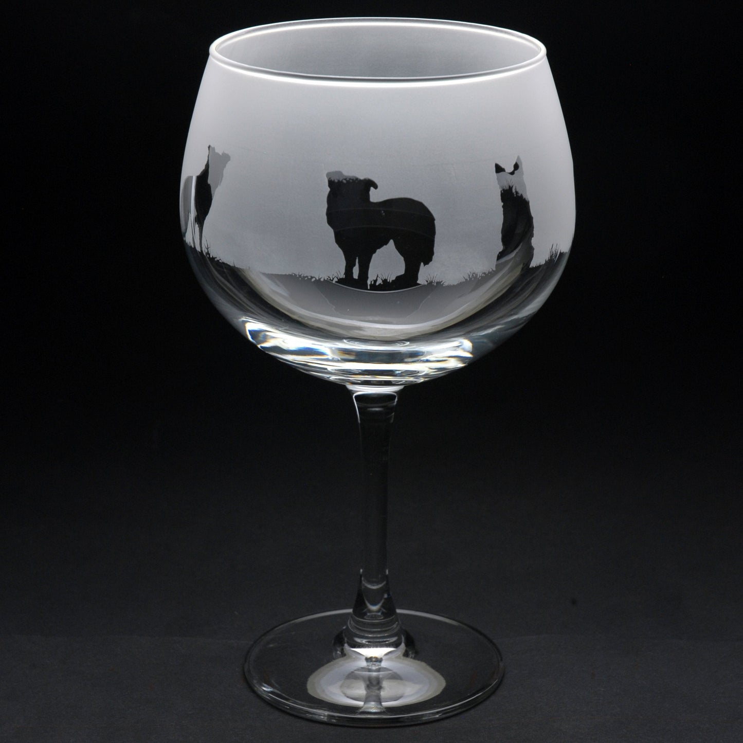 Border Collie Dog Gin Cocktail Glass - Hand Etched/Engraved Gift