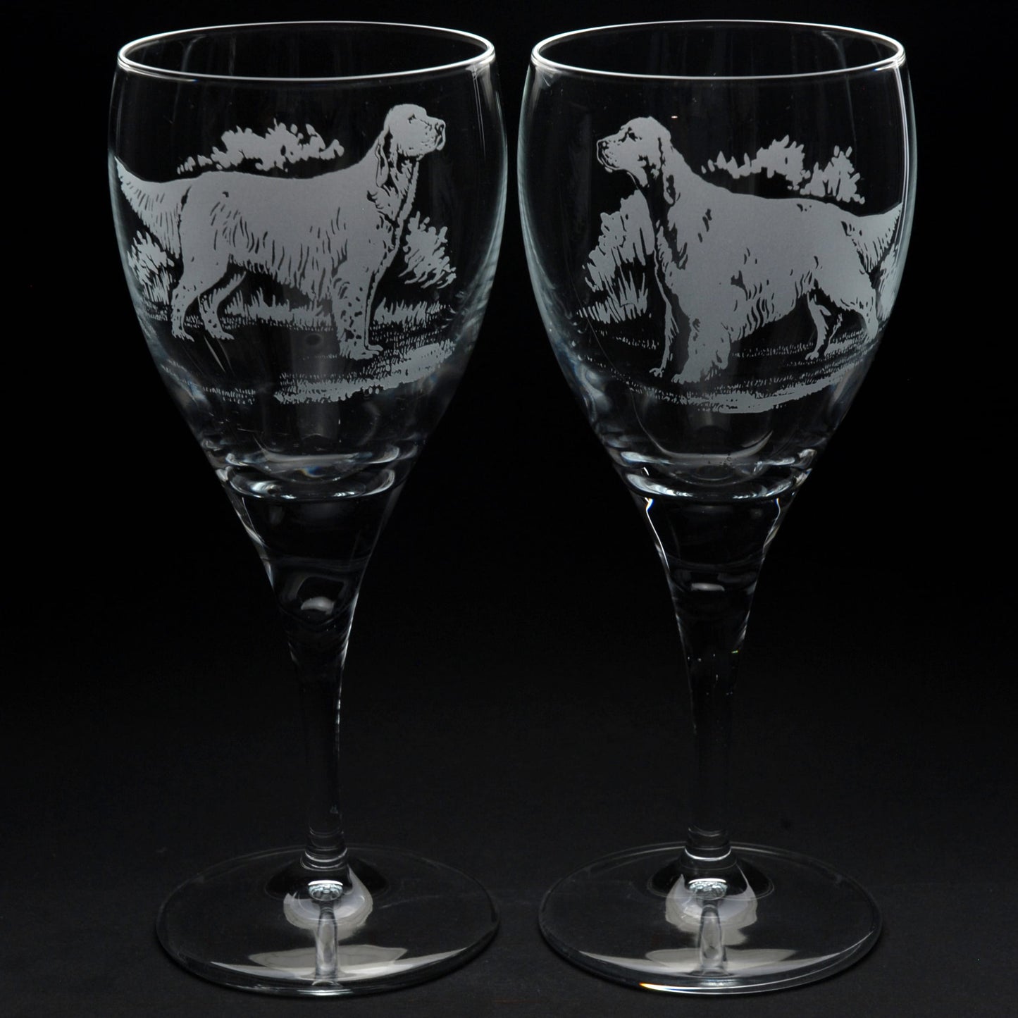 English Setter Dog Crystal Wine Glass - Hand Etched/Engraved Gift