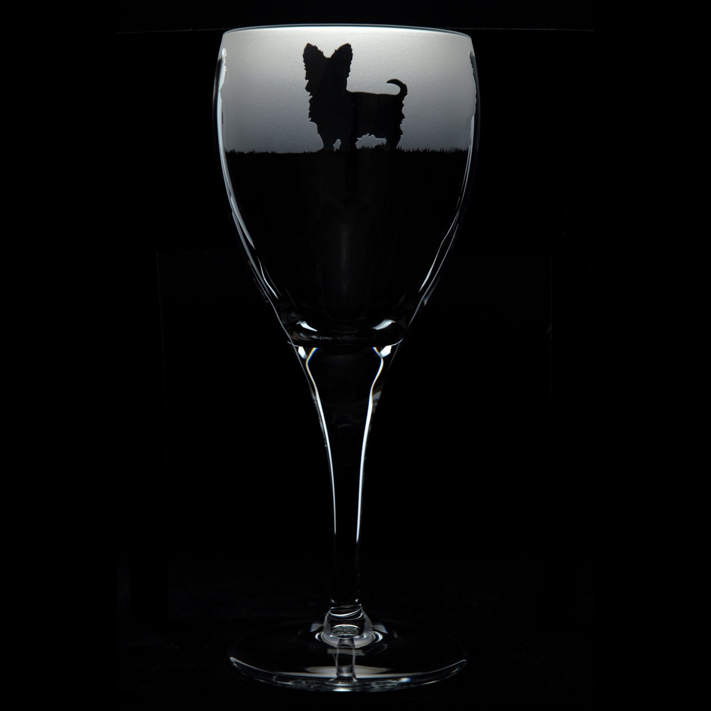 Yorkie Dog Crystal Wine Glass - Hand Etched/Engraved Gift