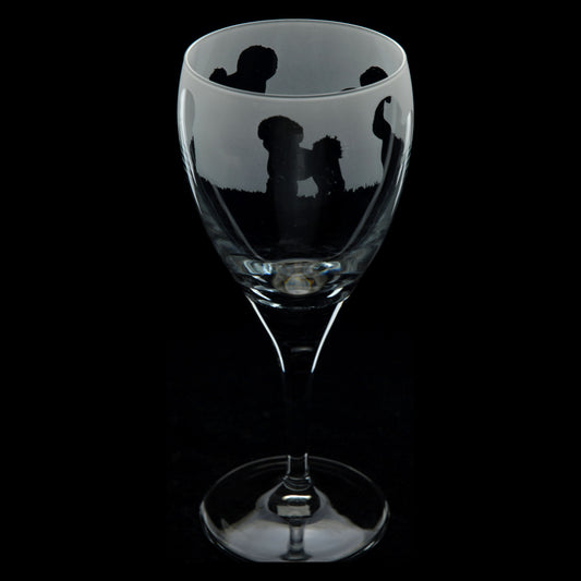 Bichon Frise Dog Crystal Wine Glass - Hand Etched/Engraved Gift