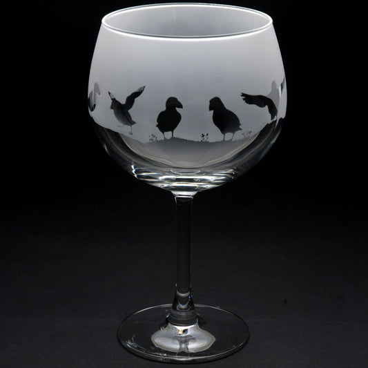 Puffin Gin Cocktail Glass - Hand Etched/Engraved Gift