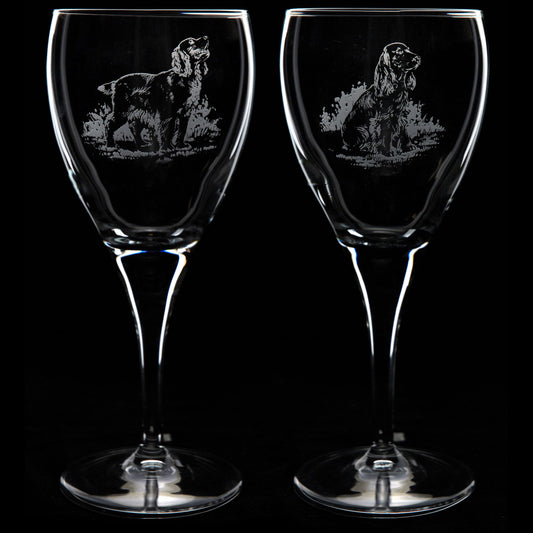 Cocker Spaniel Dog Crystal Wine Glass - Hand Etched/Engraved Gift