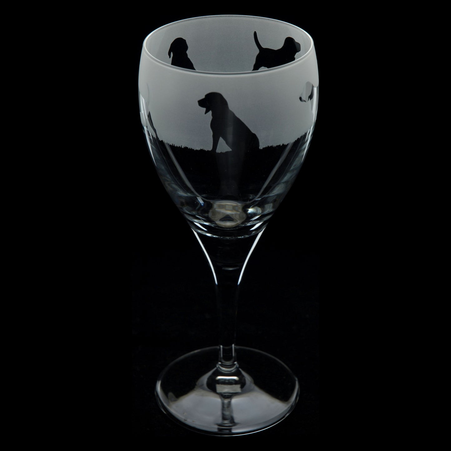 Beagle Dog Crystal Wine Glass - Hand Etched/Engraved Gift