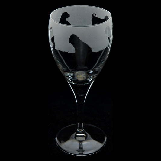 Shar Pei Dog Crystal Wine Glass - Hand Etched/Engraved Gift