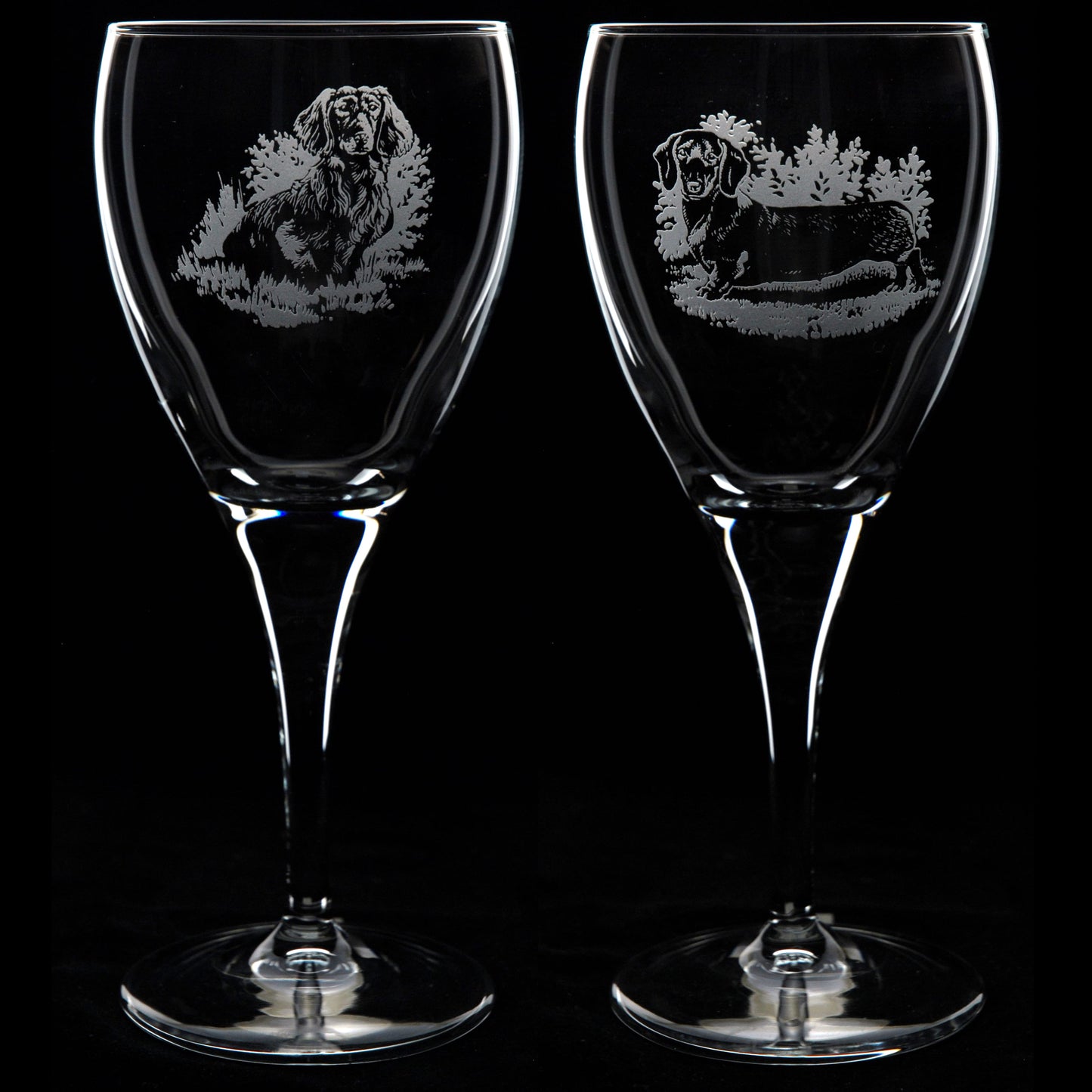 Dachshund Dog Crystal Wine Glass - Hand Etched/Engraved Gift