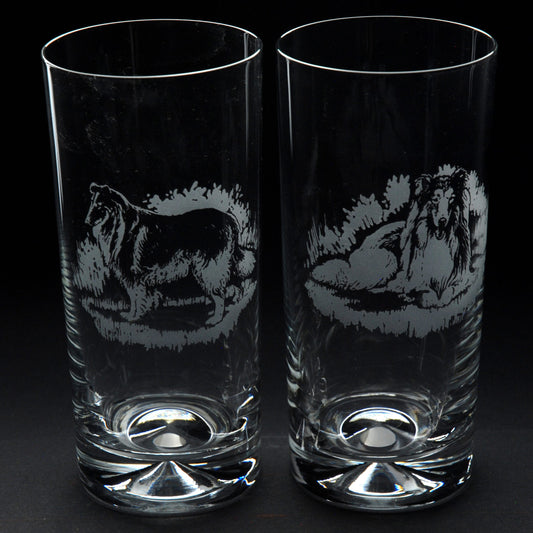 Rough Collie Dog Highball Glass - Hand Etched/Engraved Gift