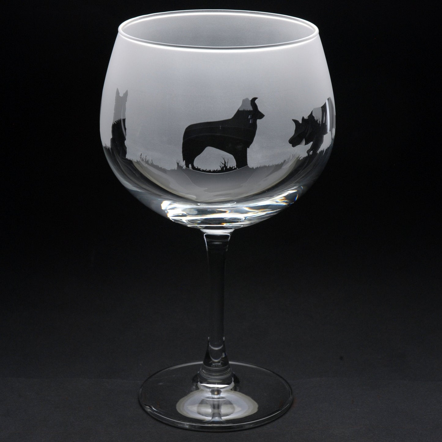 Border Collie Dog Gin Cocktail Glass - Hand Etched/Engraved Gift