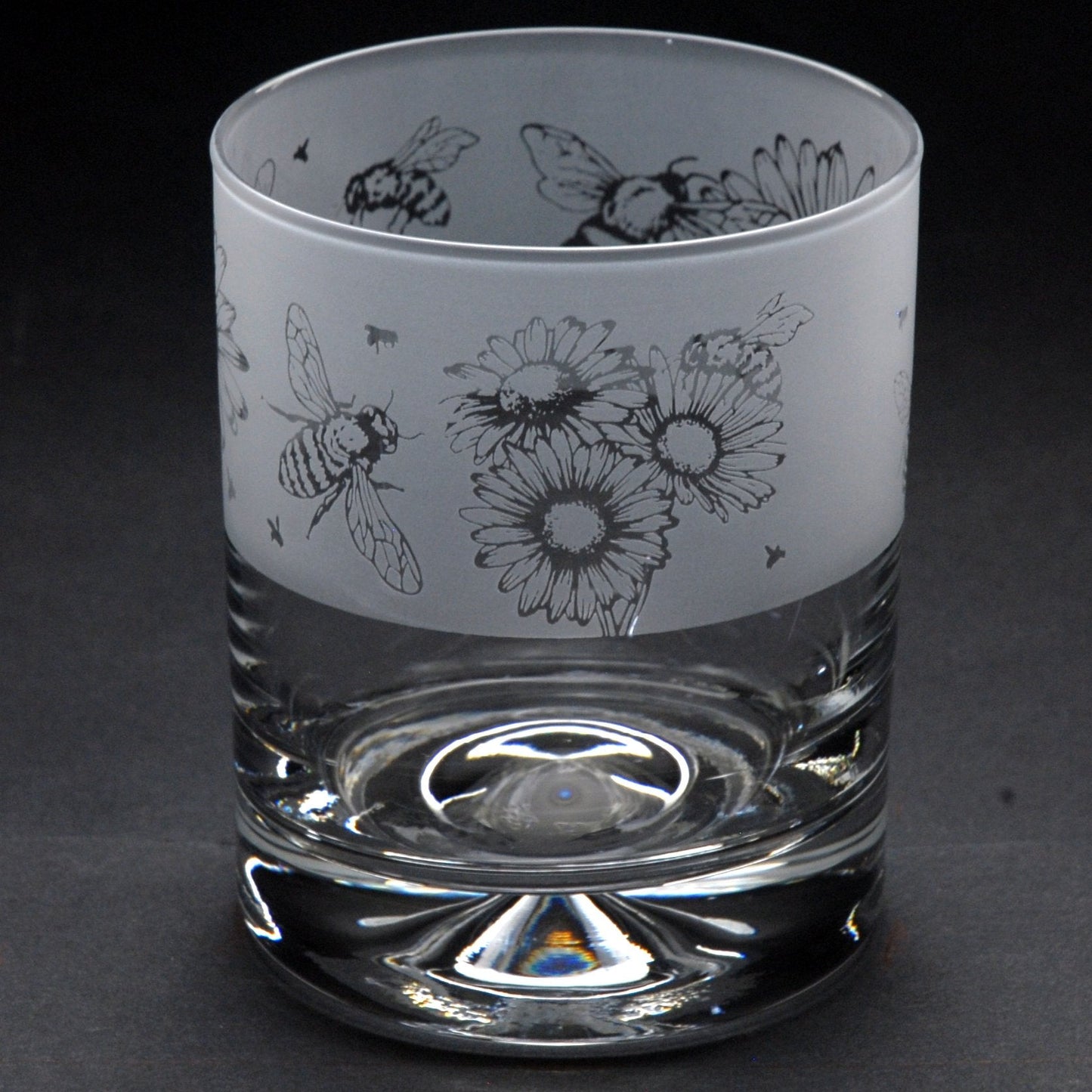 Bee Whiskey Tumbler Glass - Hand Etched/Engraved Gift