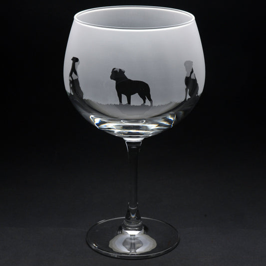 American Bulldog Dog Gin Cocktail Glass - Hand Etched/Engraved Gift