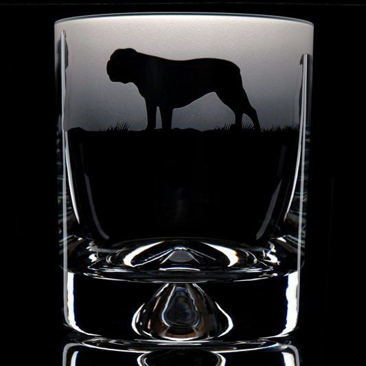 English Bulldog Dog Whiskey Tumbler Glass - Hand Etched/Engraved Gift